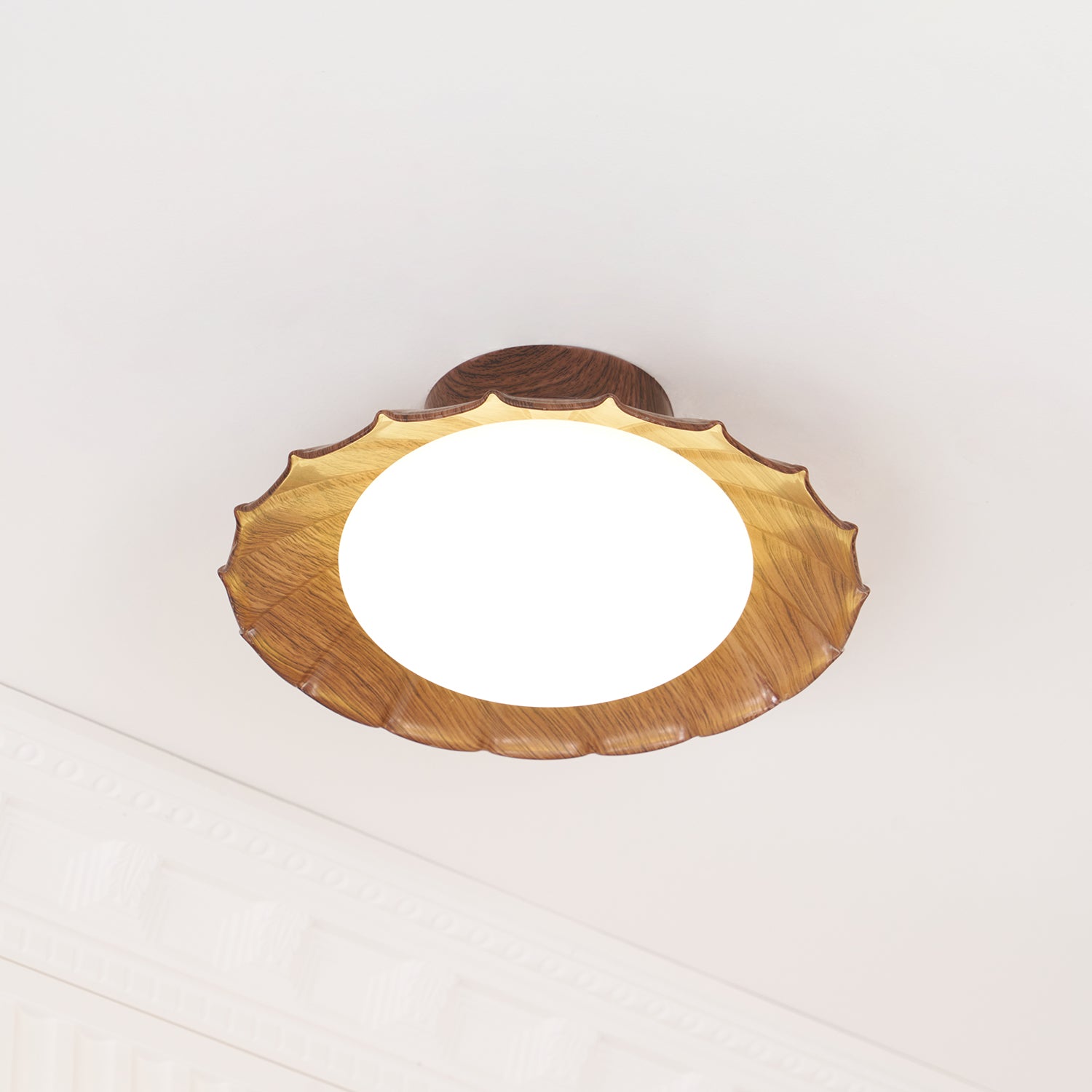 Ceiling Light Metal PE 9.8 in Flush Mount Bedroom Living Room Soft Ambient Lighting Scalloped Modern Indoor Fixture | Thomler
