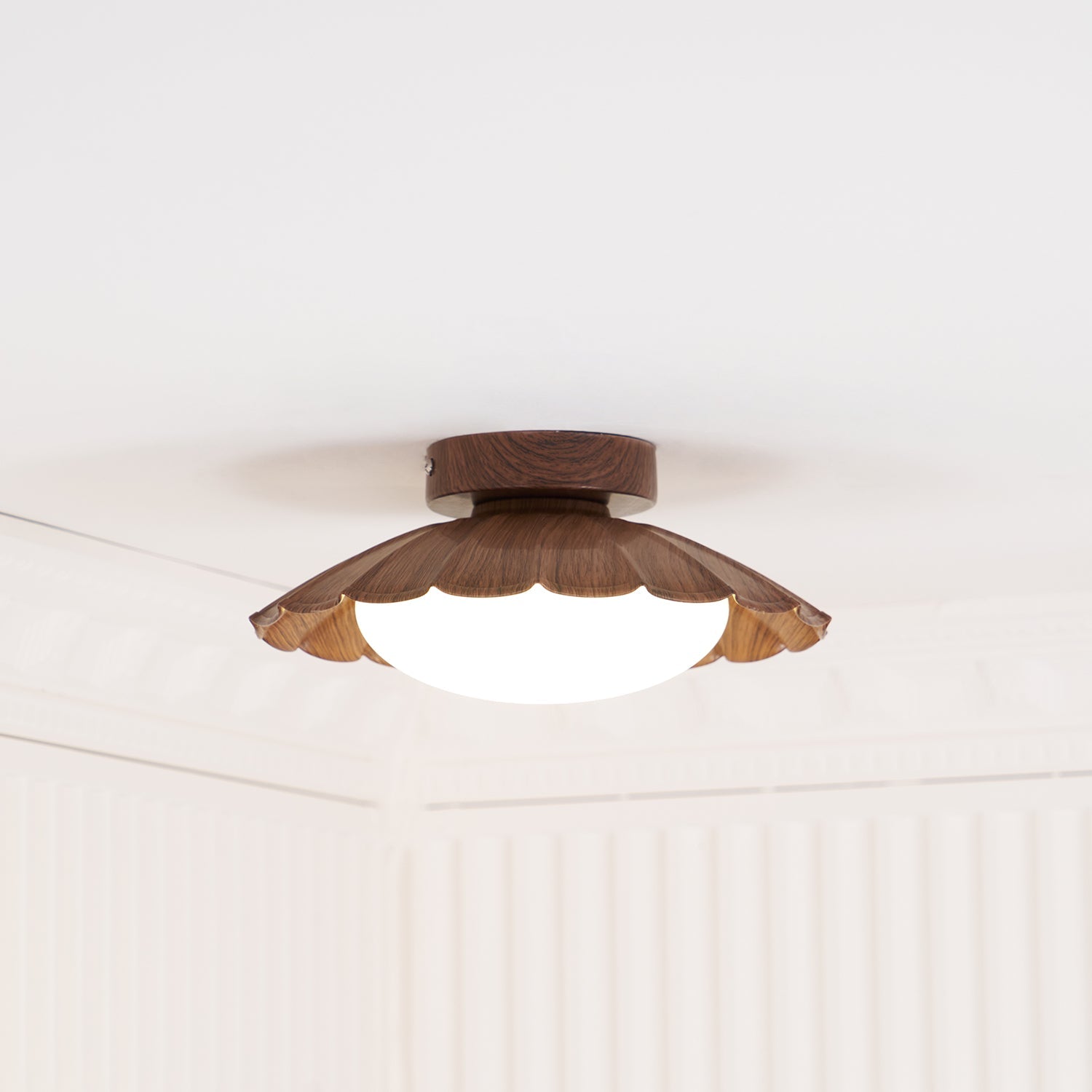 Ceiling Light Metal PE 9.8 in Flush Mount Bedroom Living Room Soft Ambient Lighting Scalloped Modern Indoor Fixture | Thomler