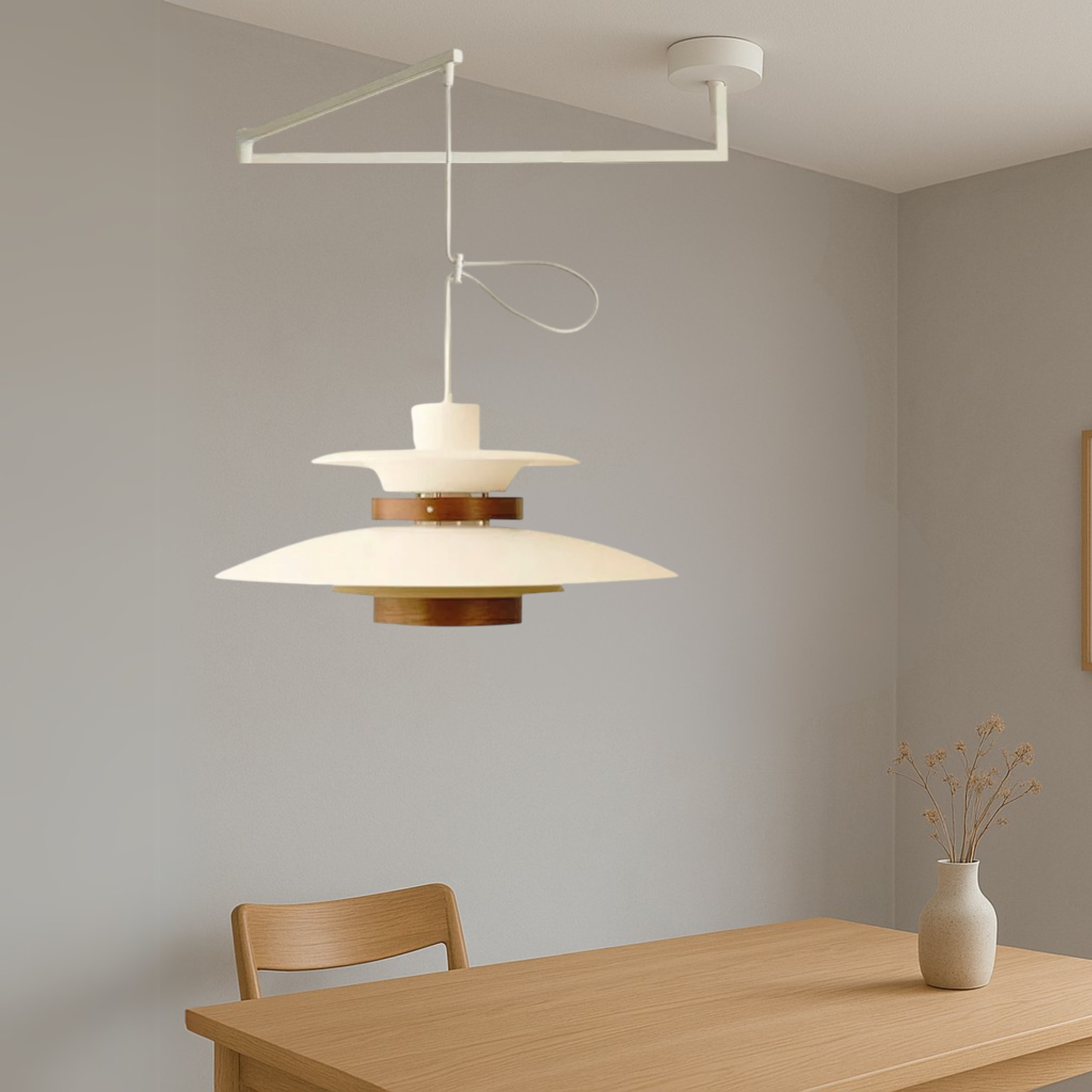 Pendant Light Metal Wood 50.0 cm Adjustable Dining Room Kitchen Island Hanging Lamp | Thomler