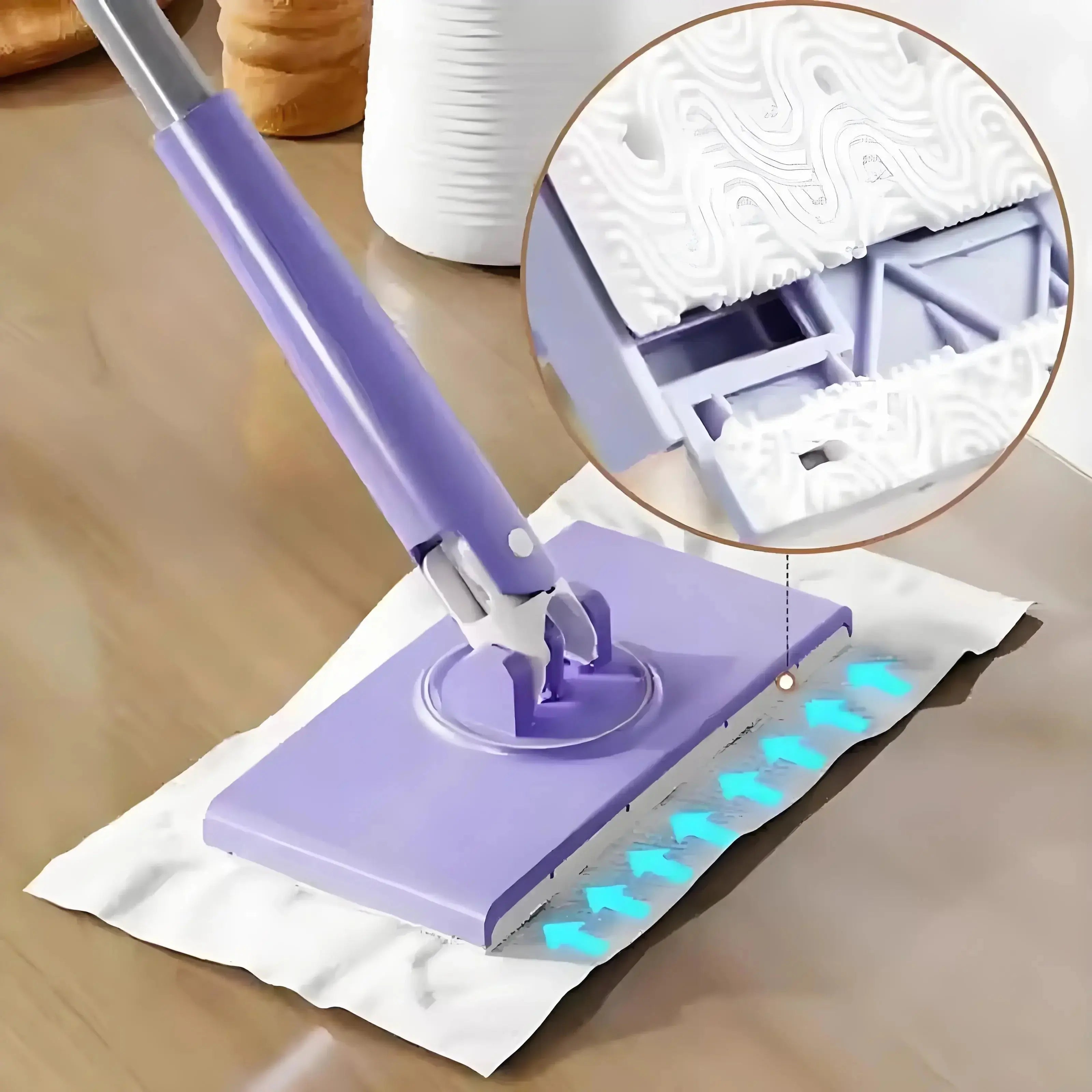 Compact Spin Mop with Press-Release Head – Hands-Free Cloth Ejection for Quick Floor Cleaning | Thomler