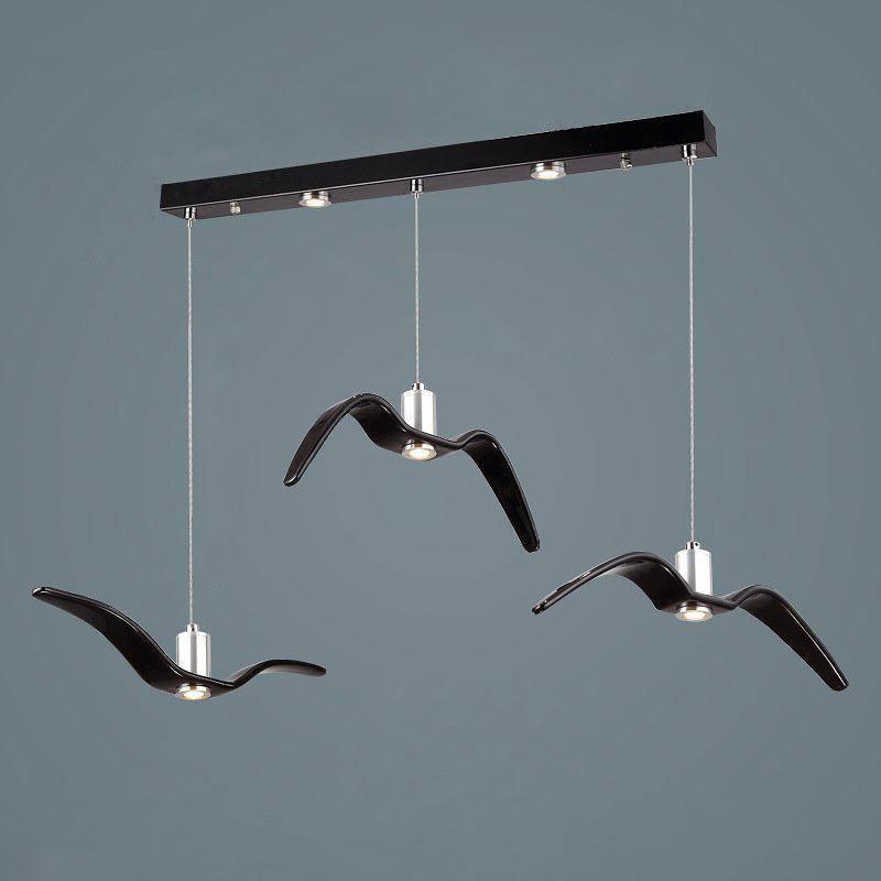Pendant Light Resin LED 40.0 cm Black Dining Room Bird Ceiling Hanging Lamp Adjustable Cable Modern Scandinavian | Thomler