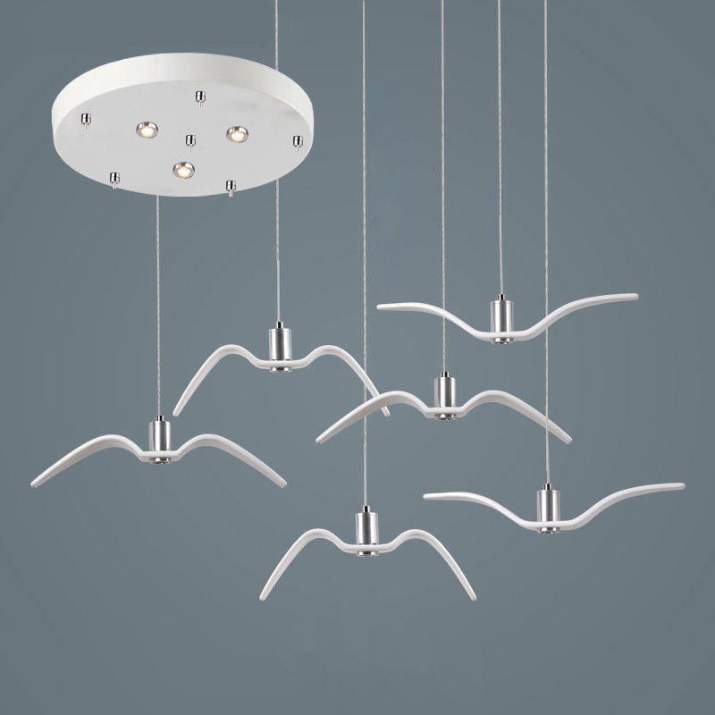 Pendant Light Resin LED 40.0 cm Black Dining Room Bird Ceiling Hanging Lamp Adjustable Cable Modern Scandinavian | Thomler