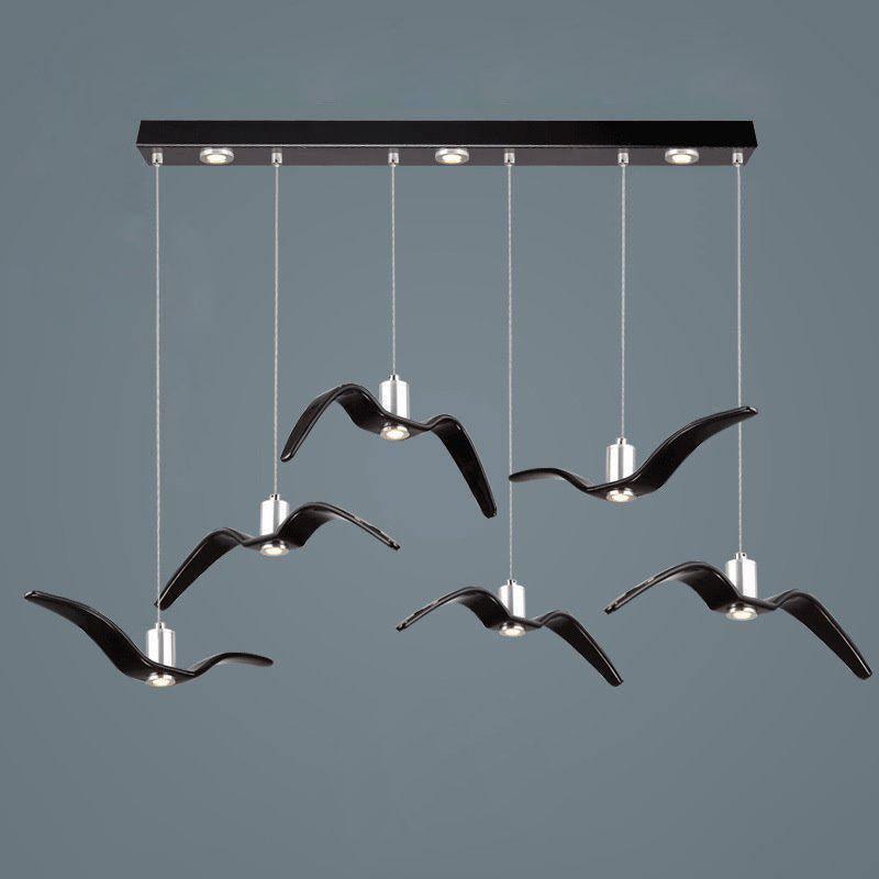 Pendant Light Resin LED 40.0 cm Black Dining Room Bird Ceiling Hanging Lamp Adjustable Cable Modern Scandinavian | Thomler