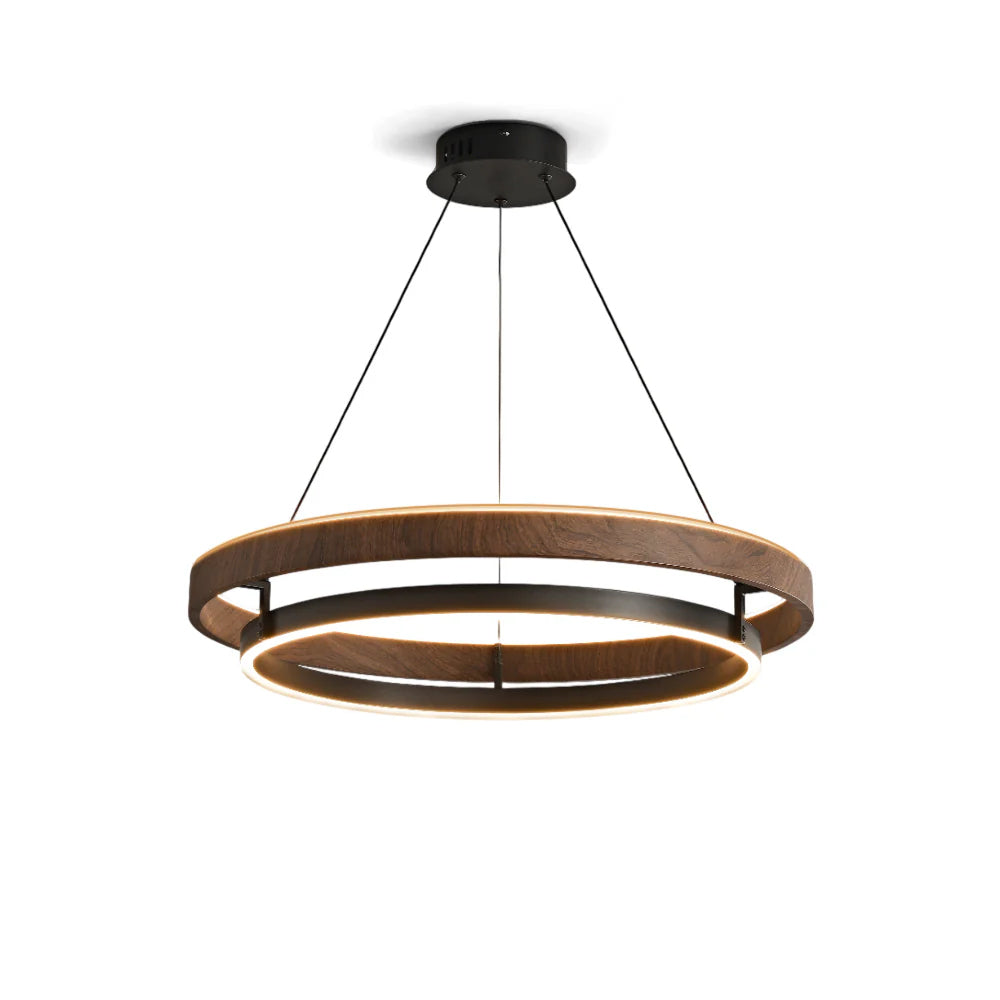 Chandelier Metal Double Ring 23.6 in LED Dining Room Modern Ceiling Light Fixture Adjustable Hanging | Thomler