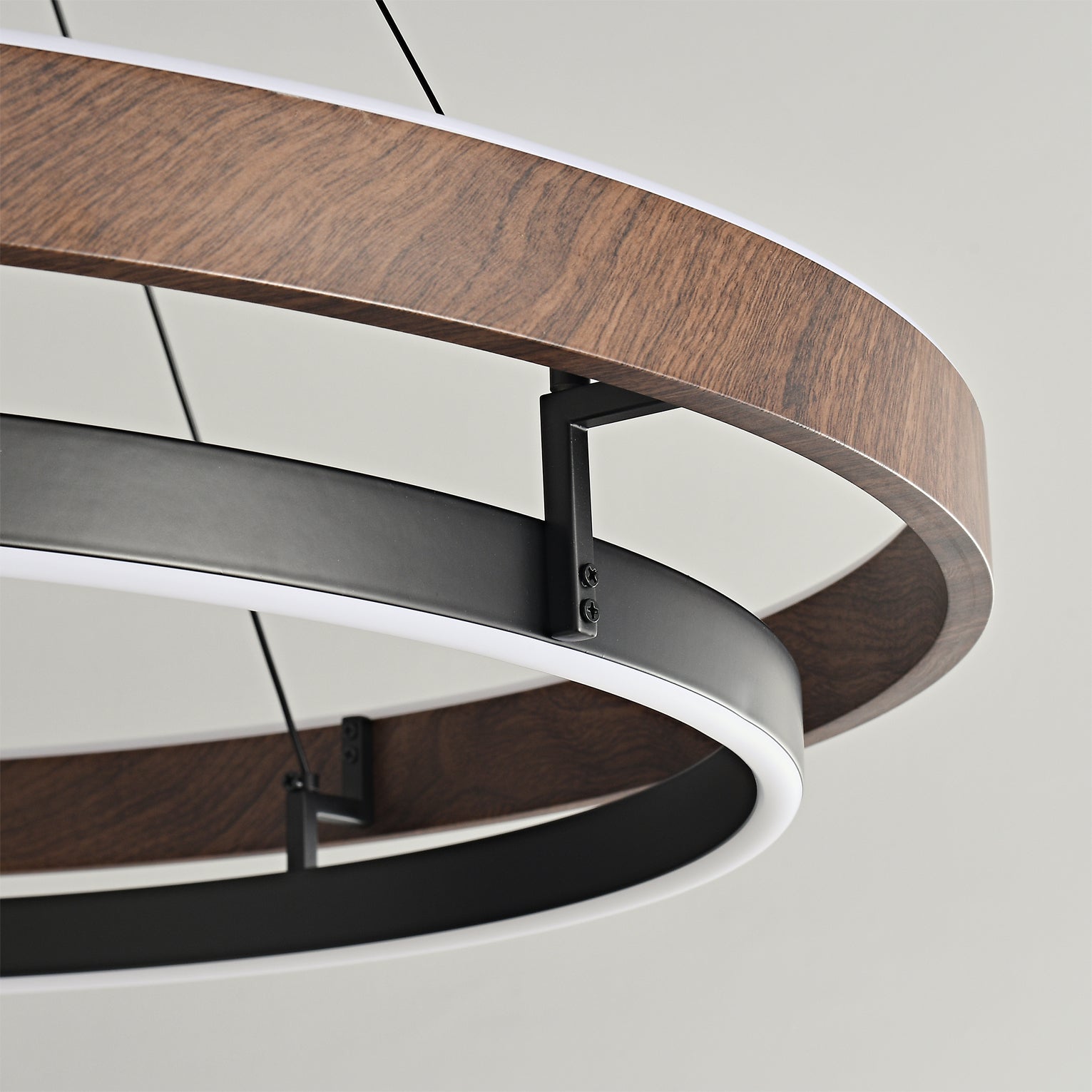 Chandelier Metal Double Ring 23.6 in LED Dining Room Modern Ceiling Light Fixture Adjustable Hanging | Thomler
