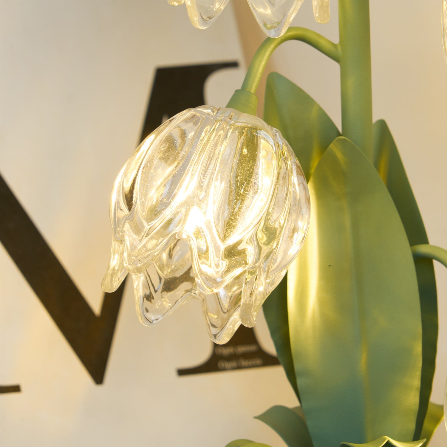 Table Lamp Glass Flower 7 in Decorative Green Indoor Bedroom Living Room Accent Lighting | Thomler