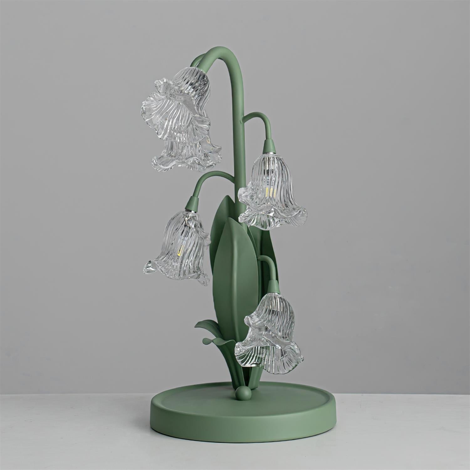 Table Lamp Glass Flower 7 in Decorative Green Indoor Bedroom Living Room Accent Lighting | Thomler