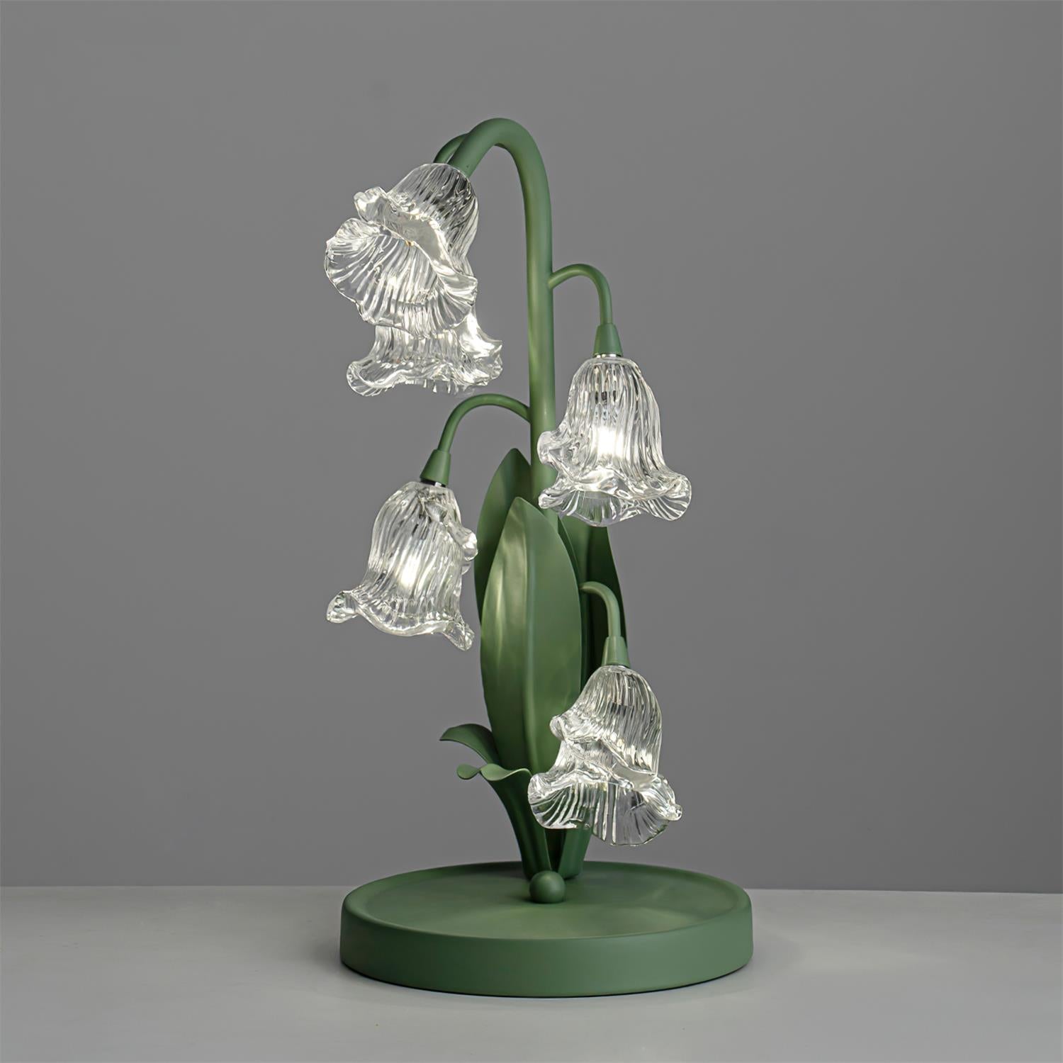 Table Lamp Glass Flower 7 in Decorative Green Indoor Bedroom Living Room Accent Lighting | Thomler