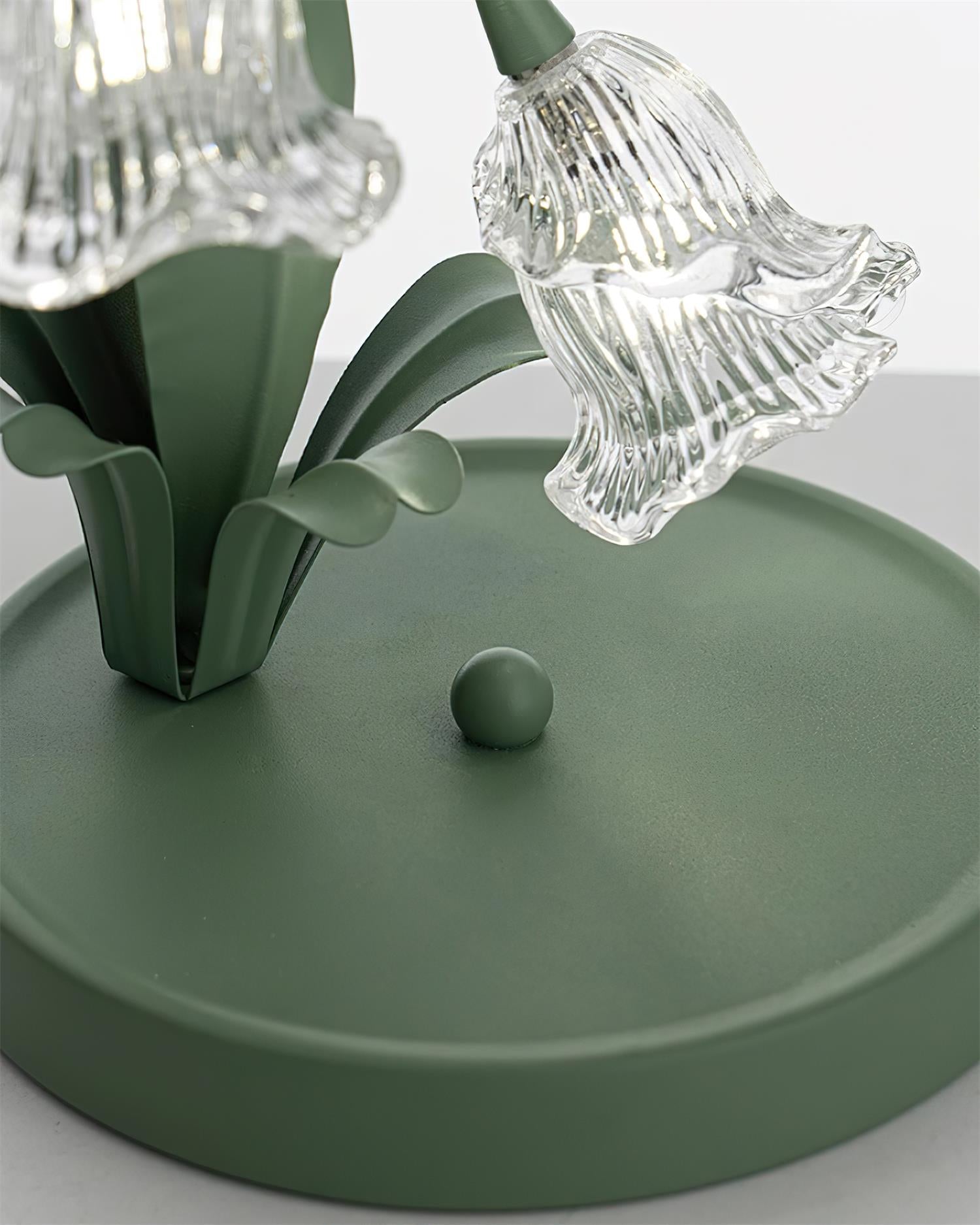 Table Lamp Glass Flower 7 in Decorative Green Indoor Bedroom Living Room Accent Lighting | Thomler