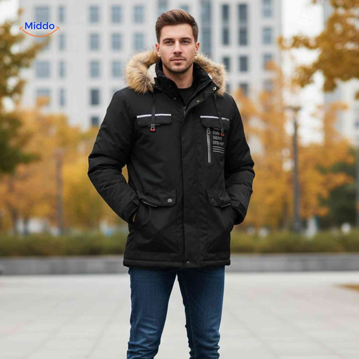 Men's Hooded All-Weather Jacket – Water-Resistant Cotton-Blend Parka for Fall & Spring | Thomler