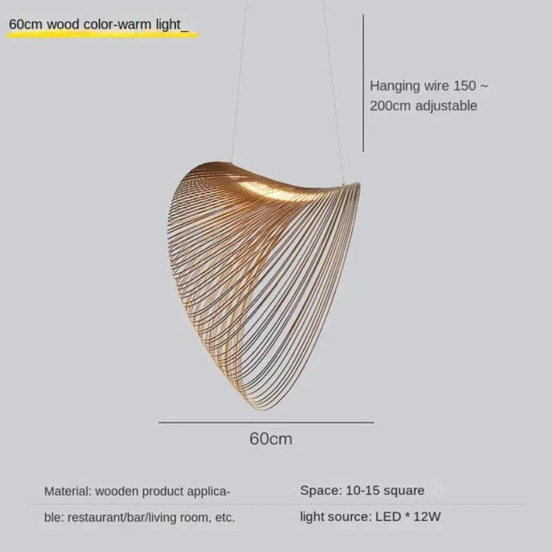 Pendant Light Wood LED 8W Natural Adjustable 200.0 cm Dining Room Restaurant Hanging Ceiling Lamp | Thomler