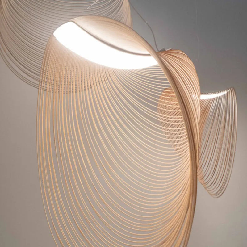 Pendant Light Wood LED 8W Natural Adjustable 200.0 cm Dining Room Restaurant Hanging Ceiling Lamp | Thomler