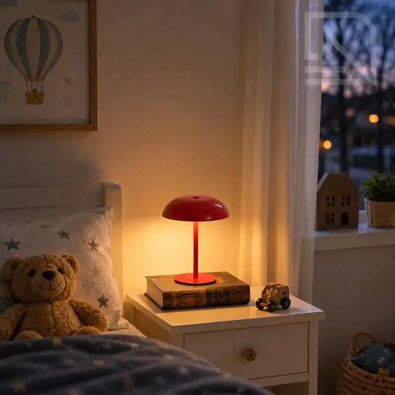 Rechargeable Cordless LED Table Lamp with Touch Dimming & Adjustable Height – Mushroom Design | Thomler