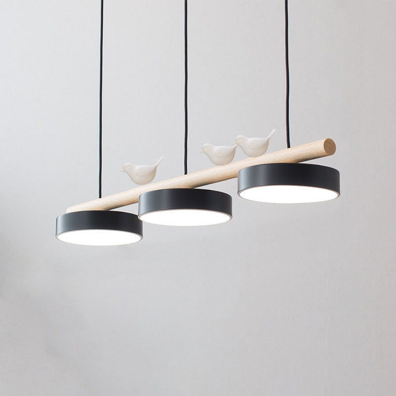 Chandelier Iron Wood Resin 36W 31.5 in Modern Living Room Bedroom Hallway Lighting Adjustable LED 3-Color Temperature | Thomler