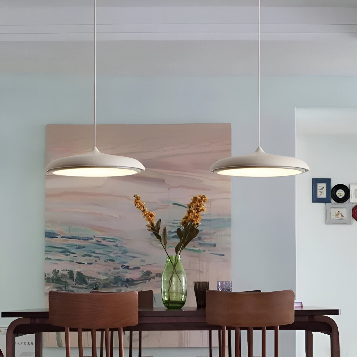 Pendant Light Zinc Alloy 25.0 cm (9.8") LED 4000K Rose Gold Living Room Bedroom Saucer Ceiling Hanging Lamp Adjustable | Thomler