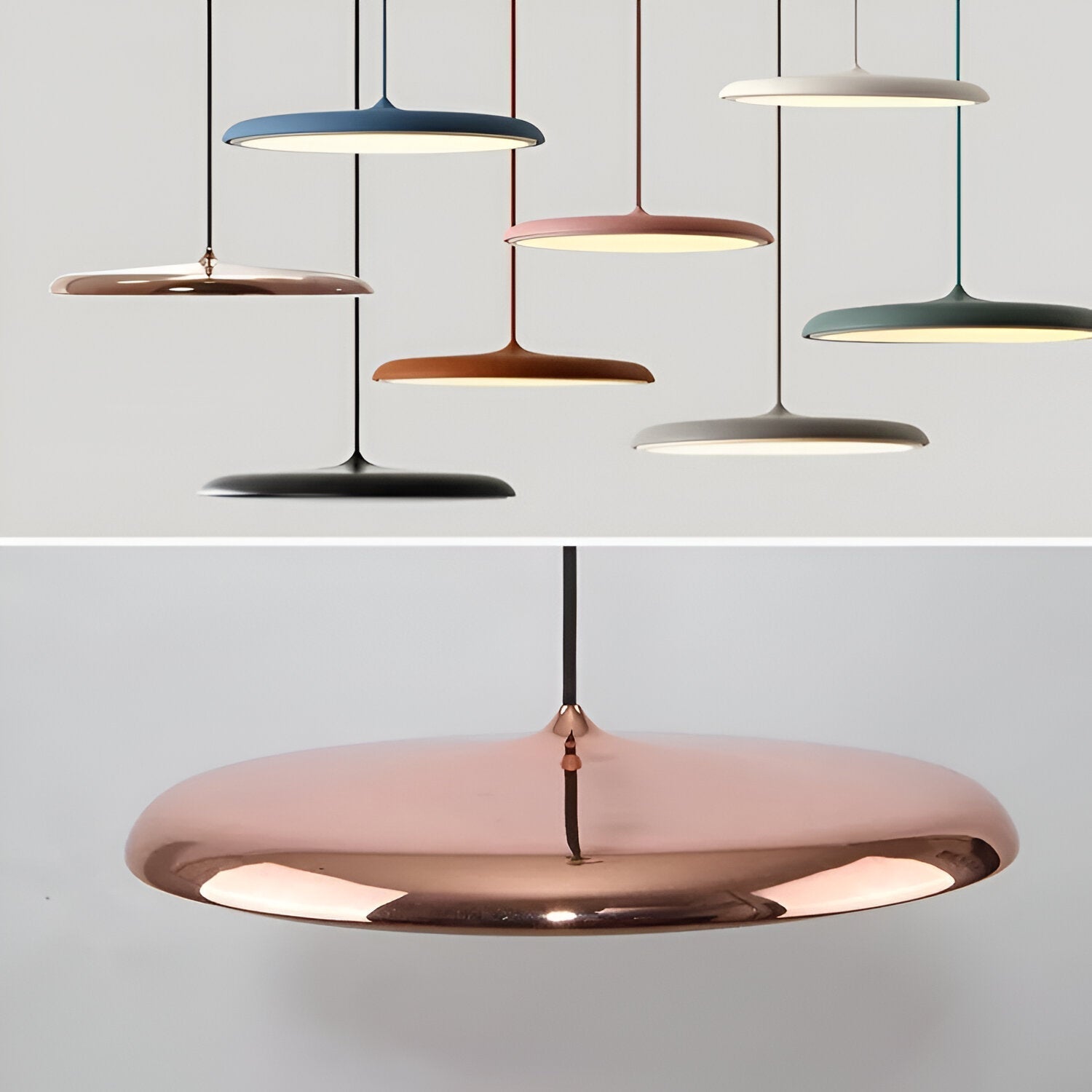 Pendant Light Zinc Alloy 25.0 cm (9.8") LED 4000K Rose Gold Living Room Bedroom Saucer Ceiling Hanging Lamp Adjustable | Thomler