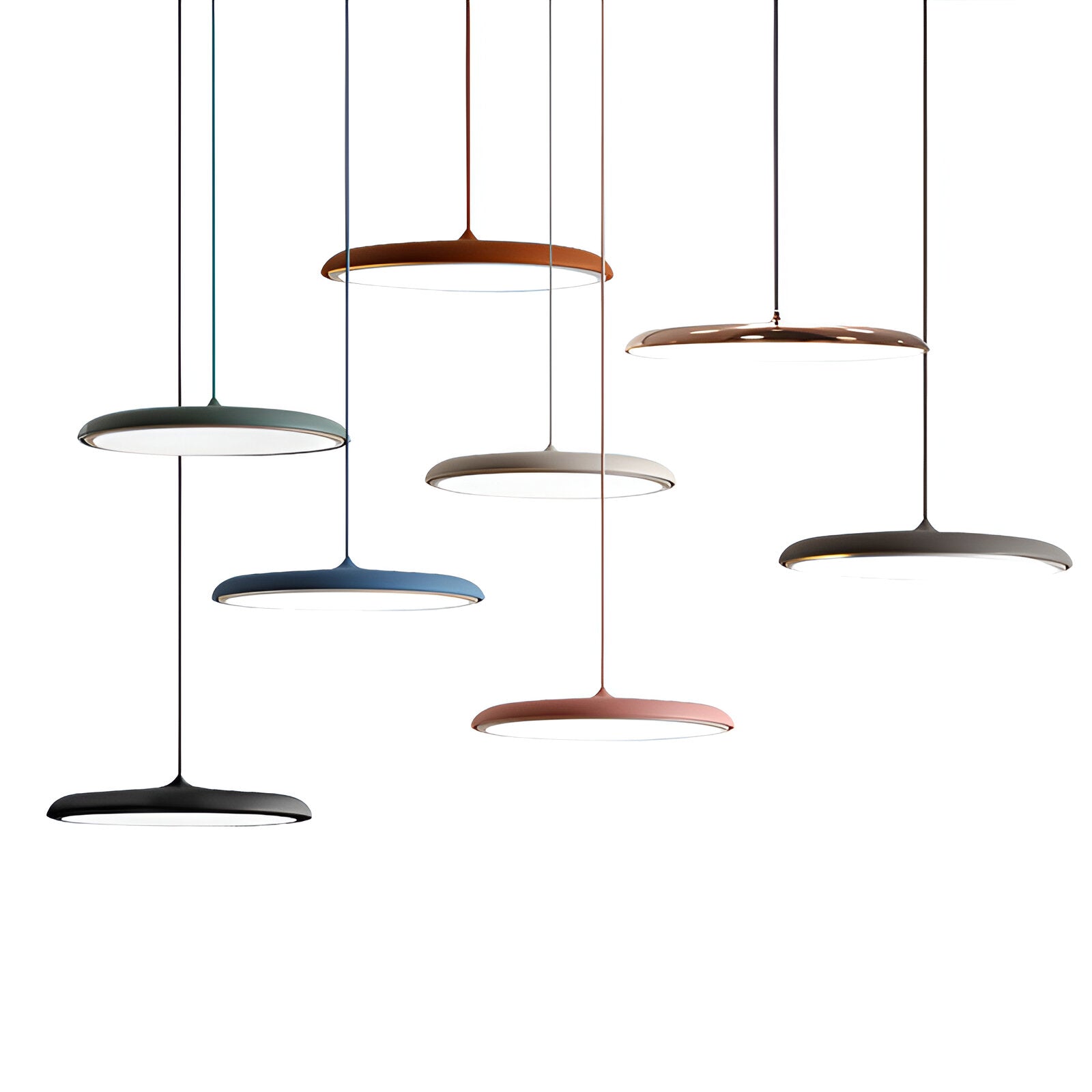 Pendant Light Zinc Alloy 25.0 cm (9.8") LED 4000K Rose Gold Living Room Bedroom Saucer Ceiling Hanging Lamp Adjustable | Thomler