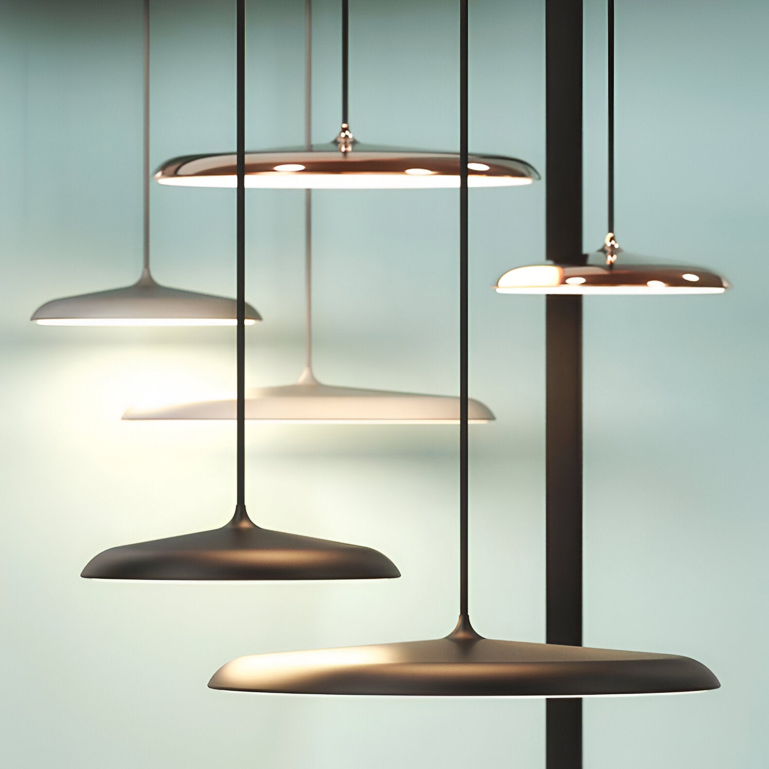 Pendant Light Zinc Alloy 25.0 cm (9.8") LED 4000K Rose Gold Living Room Bedroom Saucer Ceiling Hanging Lamp Adjustable | Thomler