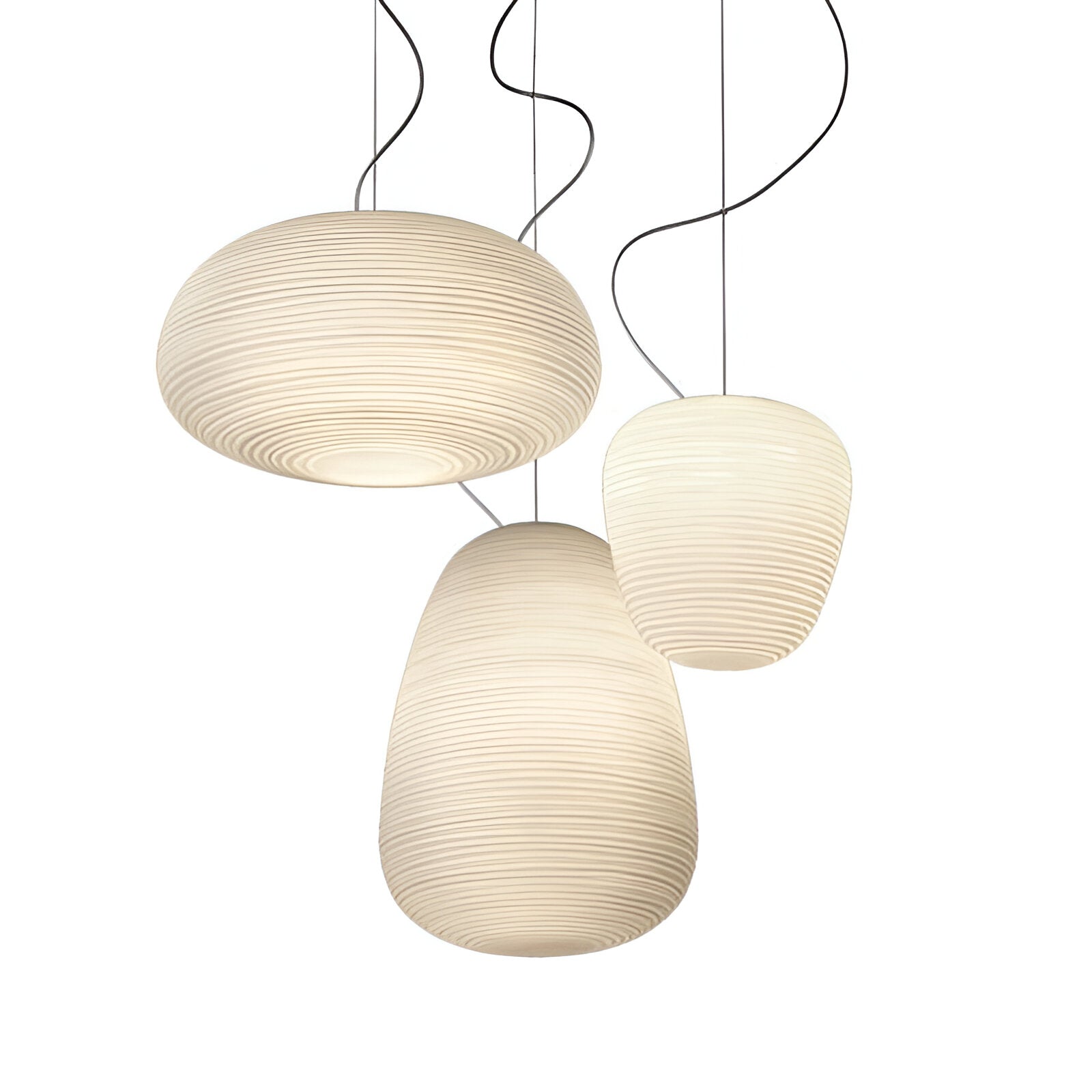 Opaline Pendant Light Ribbed Glass LED 13.4 in Adjustable Café Dining Room Hanging Lamp | Thomler