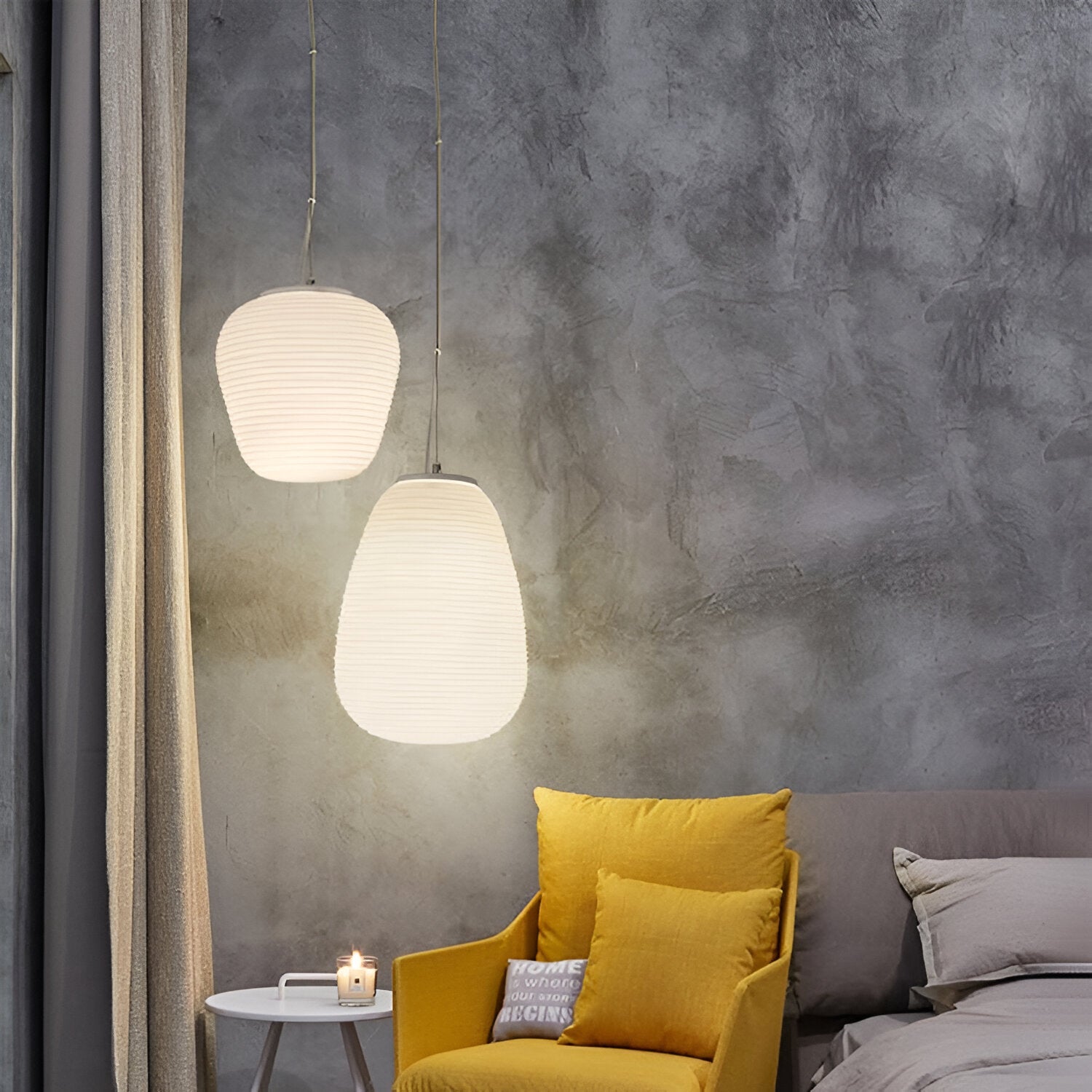 Opaline Pendant Light Ribbed Glass LED 13.4 in Adjustable Café Dining Room Hanging Lamp | Thomler
