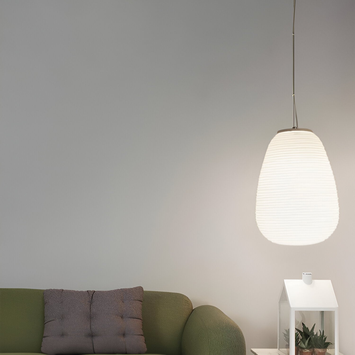Opaline Pendant Light Ribbed Glass LED 13.4 in Adjustable Café Dining Room Hanging Lamp | Thomler