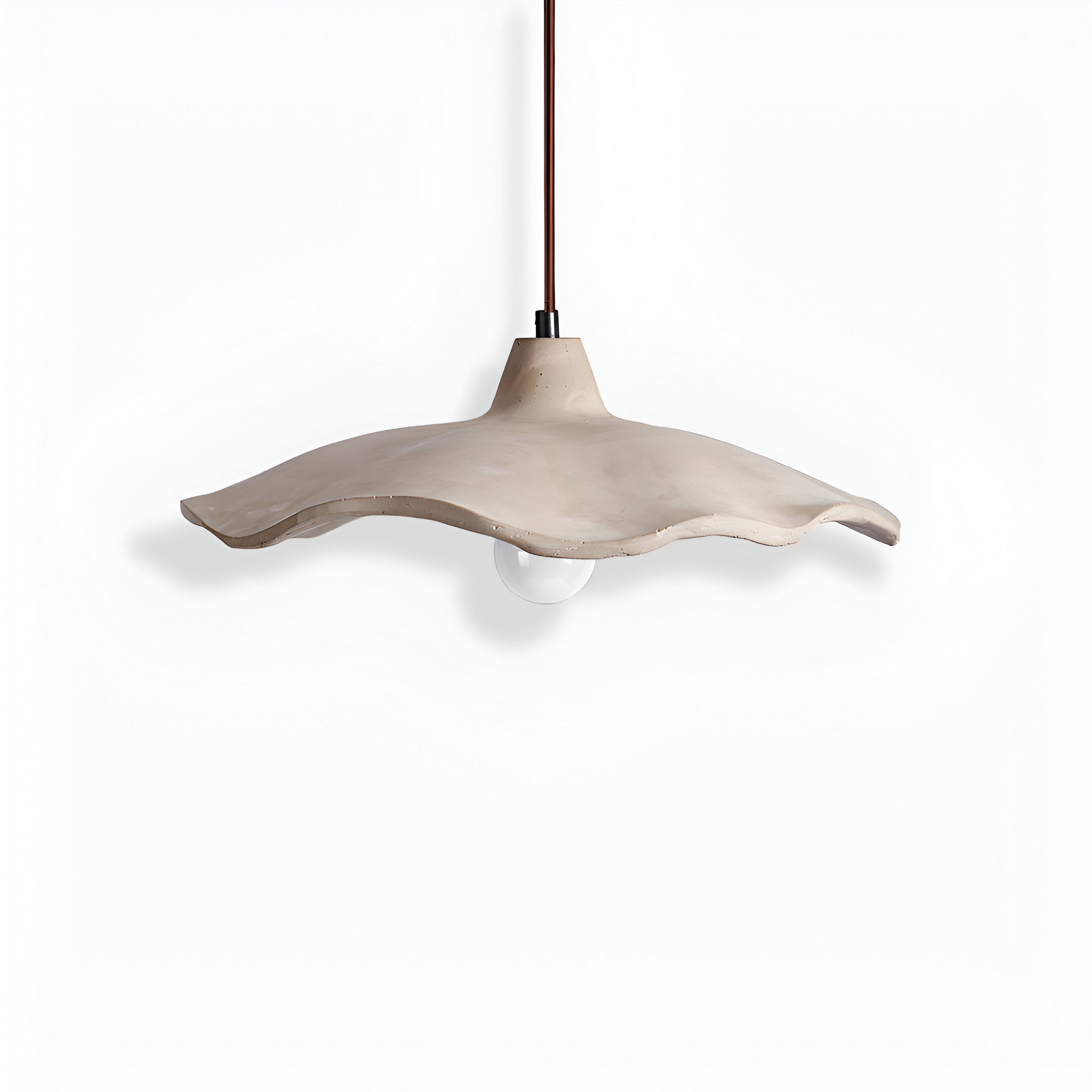 Pendant Light Cement 15.7 in Flower Shape Matte Dining Room Hanging Ceiling Lamp Wabi Sabi Japandi Minimalist Lighting Fixture | Thomler