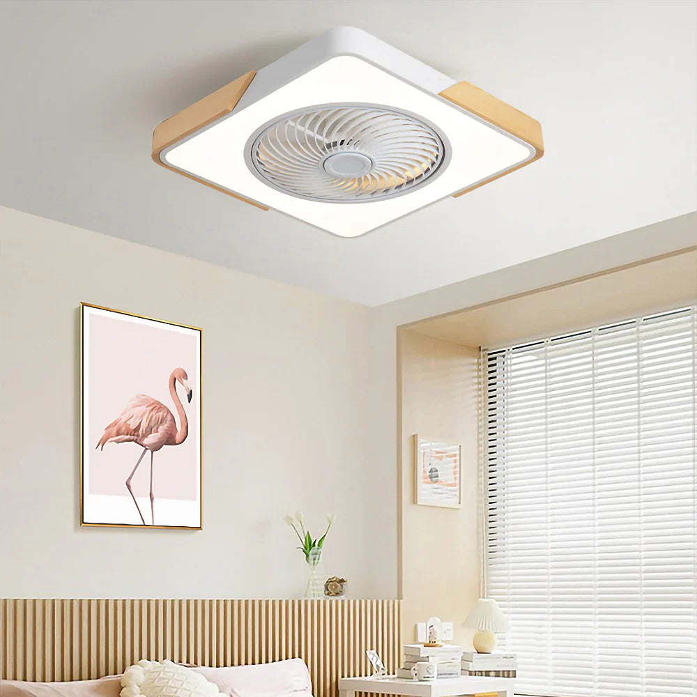 Ceiling Fan Solid Wood 20 in LED Light Indoor Living Room Bedroom Remote Control | Thomler