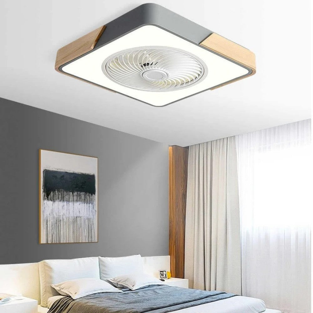 Ceiling Fan Solid Wood 20 in LED Light Indoor Living Room Bedroom Remote Control | Thomler