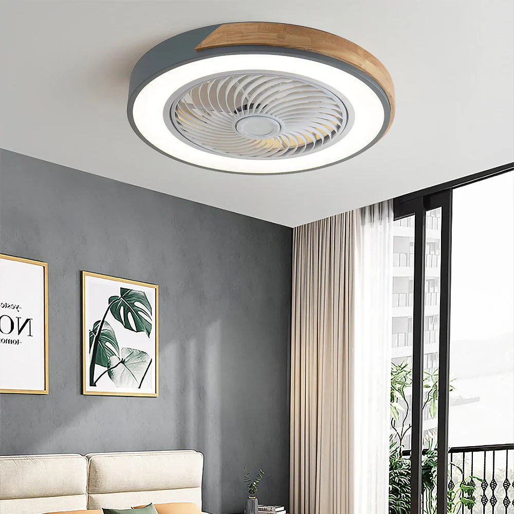 Ceiling Fan Solid Wood 20 in LED Light Indoor Living Room Bedroom Remote Control | Thomler