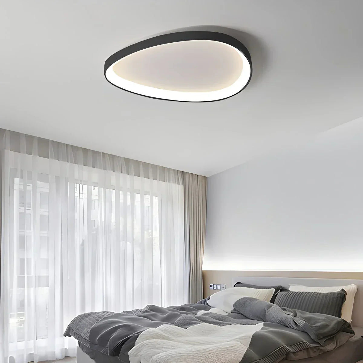 Ceiling Light Metal LED Ø42.0 cm Black White Bedroom Hallway Dimmable Surface Mounted Modern Living Room Lamp | Thomler