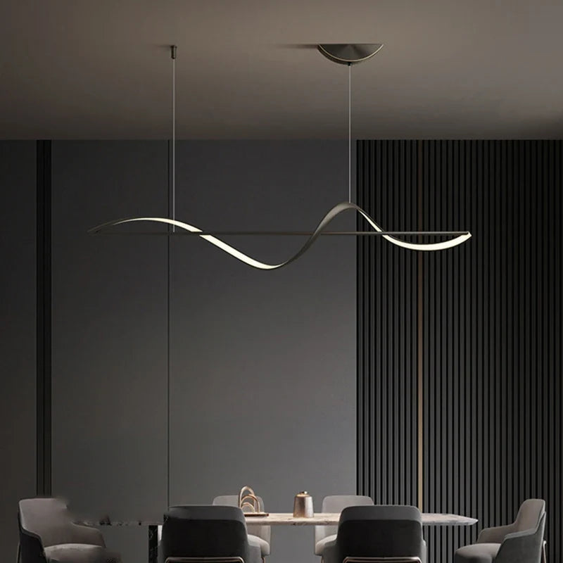 Contemporary Aluminum Twist Ceiling Fixture, 47 in LED Semi-Flush Mount, Adjustable Illumination for Modern Dining & Living Spaces, AC | Thomler