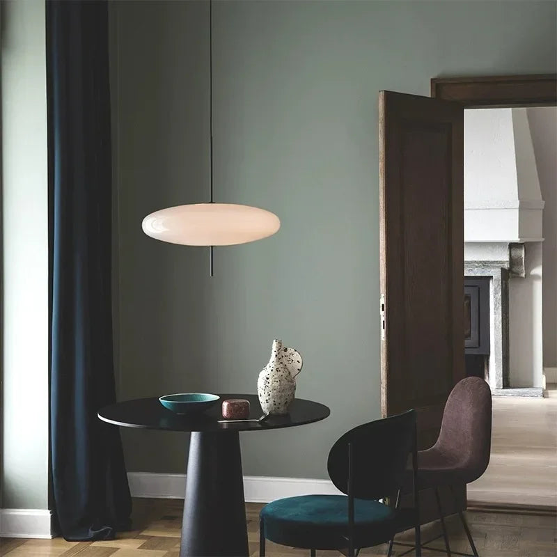 Contemporary Disc Pendant Lamp – Perforated Metal Shade with LED Downlight for Dining Room & Kitchen Island | Thomler