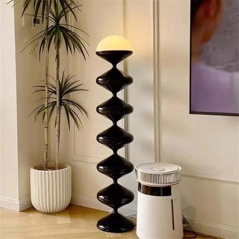 Organic Sculptural Standing Lamp with Gourd Silhouette 47 in Glass Floor Fixture for Living Room Bedroom | Thomler