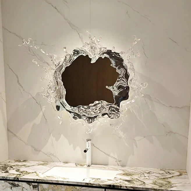 Textured Mirror Sconce with Ripple Glass & Integrated LED | Thomler