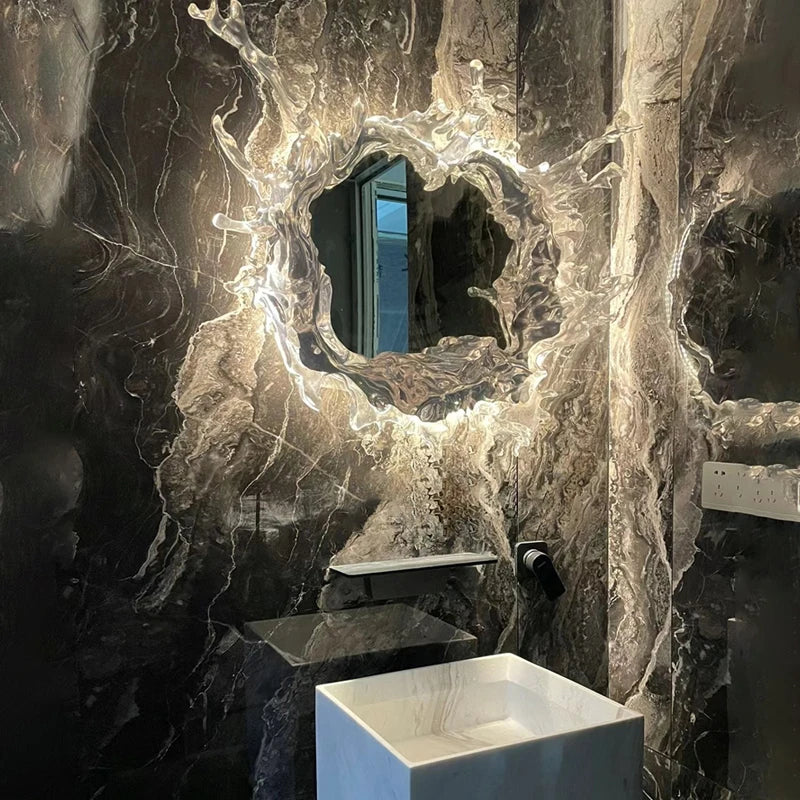 Textured Mirror Sconce with Ripple Glass & Integrated LED | Thomler