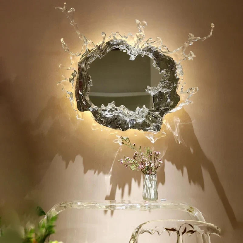 Textured Mirror Sconce with Ripple Glass & Integrated LED | Thomler