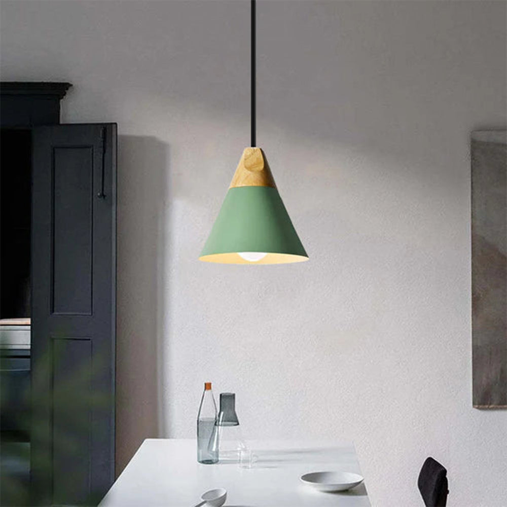 Pendant Light Wood Aluminium E27 Grey Dining Room Kitchen Island Hanging Ceiling Lamp Scandinavian Modern | Thomler