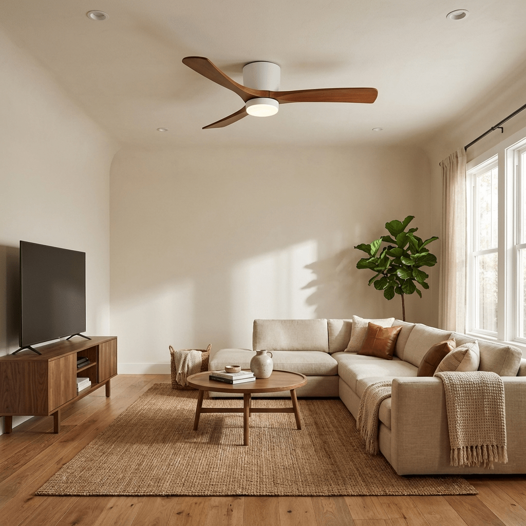 42-52 Inch Reversible Wood Blade Ceiling Fan with Dimmable LED Light & Remote Control | Thomler