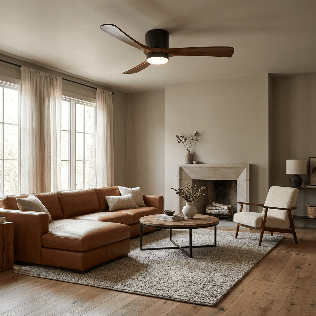 42-52 Inch Reversible Wood Blade Ceiling Fan with Dimmable LED Light & Remote Control | Thomler