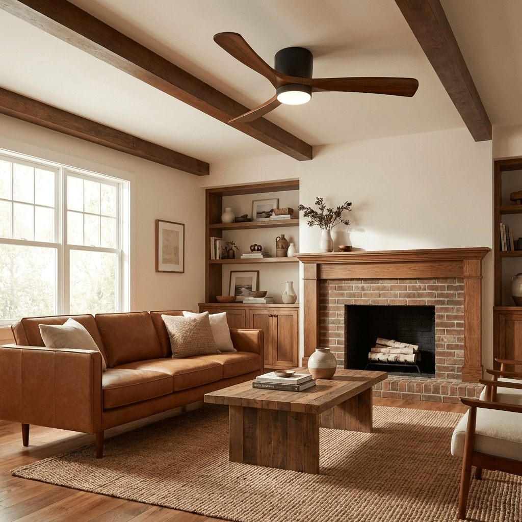 42-52 Inch Reversible Wood Blade Ceiling Fan with Dimmable LED Light & Remote Control | Thomler