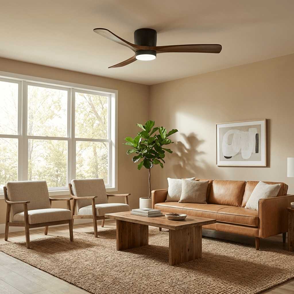 42-52 Inch Reversible Wood Blade Ceiling Fan with Dimmable LED Light & Remote Control | Thomler