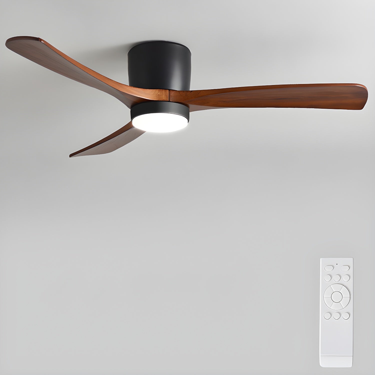 Nordic Ceiling Fan Light 42 in Solid Wood Blades LED Bedroom Living Room Quiet DC Motor Modern Ceiling Fan | Thomler