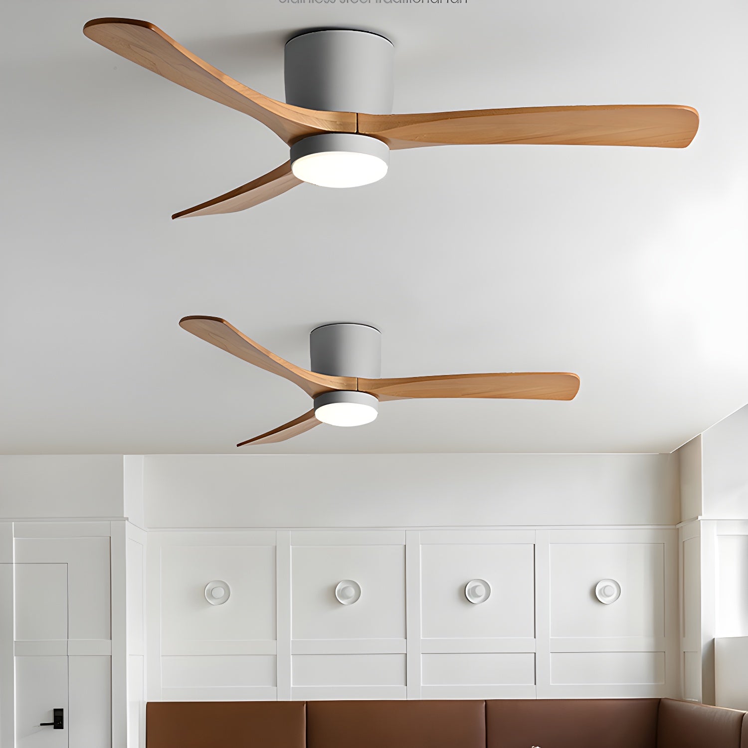 Ceiling Fan Wood Blades LED Light Remote Control Bedroom Living Room Quiet Scandinavian Air Circulator | Thomler