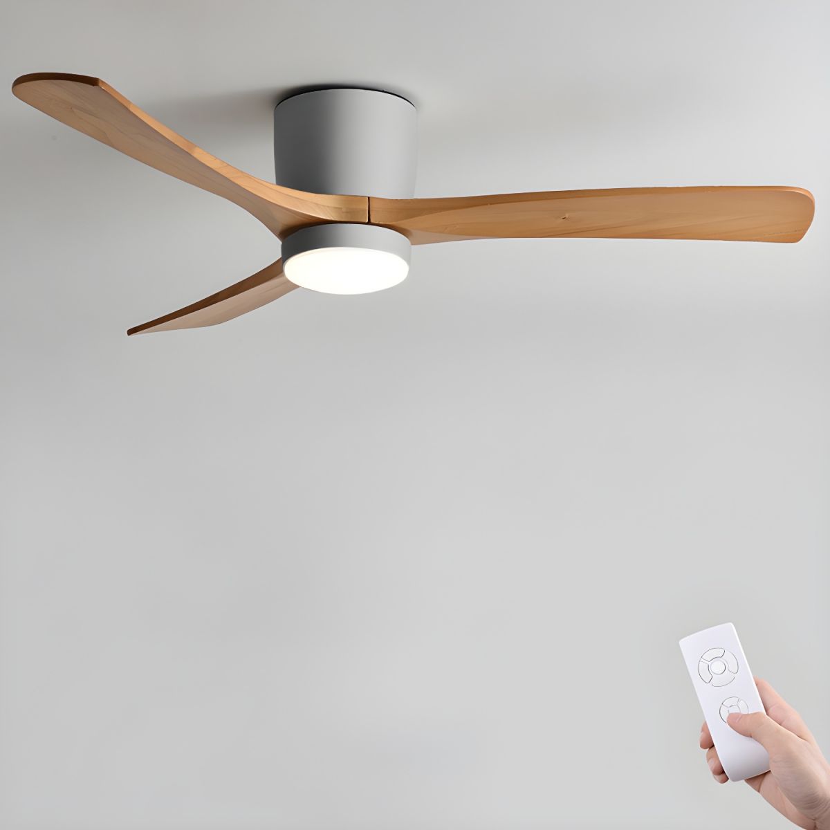 Nordic Ceiling Fan Light 42 in Solid Wood Blades LED Bedroom Living Room Quiet DC Motor Modern Ceiling Fan | Thomler