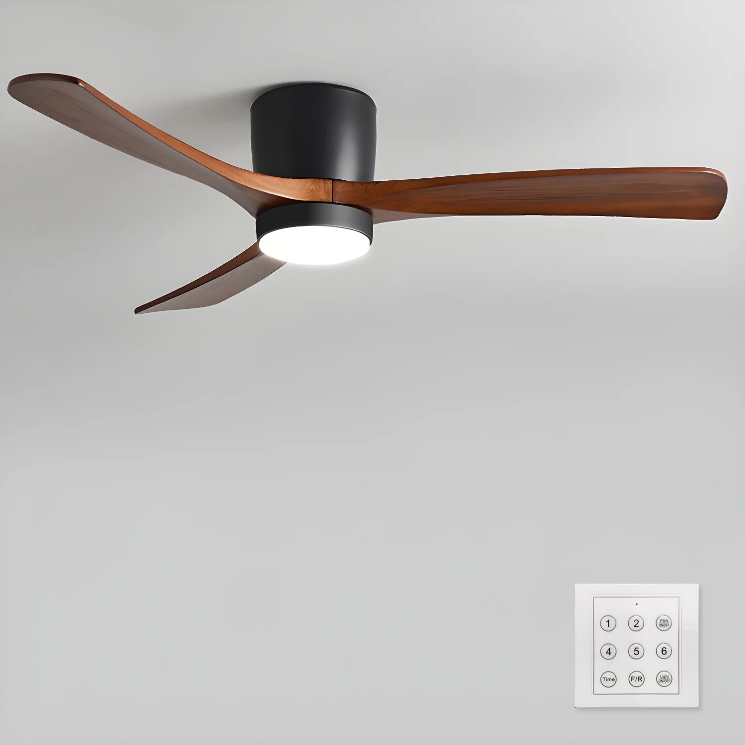 Nordic Ceiling Fan Light 42 in Solid Wood Blades LED Bedroom Living Room Quiet DC Motor Modern Ceiling Fan | Thomler