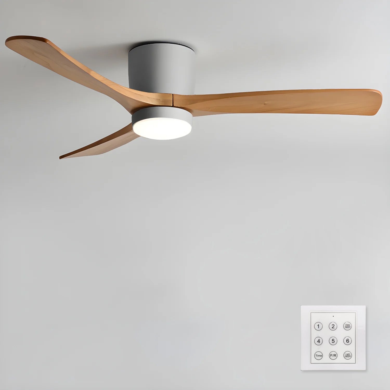Nordic Ceiling Fan Light 42 in Solid Wood Blades LED Bedroom Living Room Quiet DC Motor Modern Ceiling Fan | Thomler