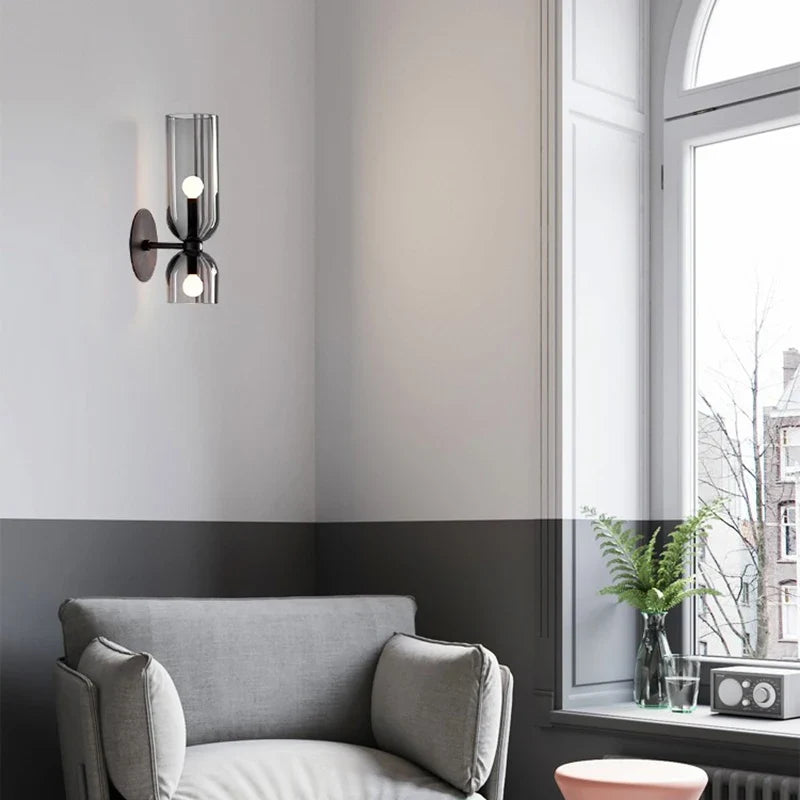 Dual-Direction Glass Wall Sconce with Bidirectional Glow for Hallway, Bedroom & Living Room | Thomler