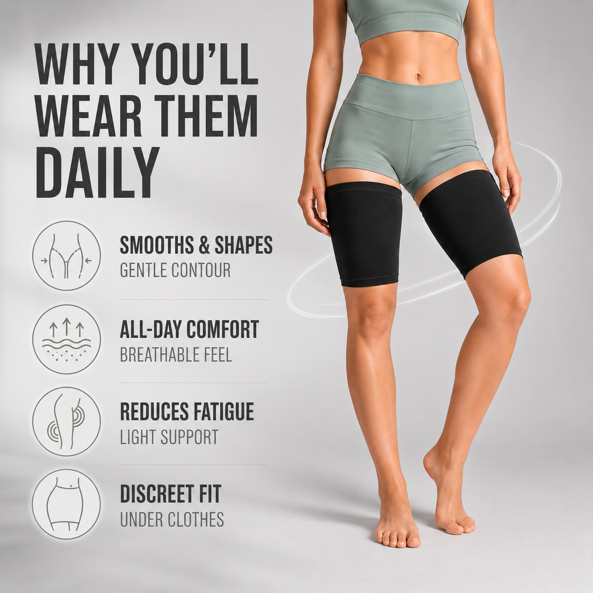 Leg Compression Sleeve for Thigh Support & Muscle Stability – Breathable Fabric for Active Lifestyles | Thomler