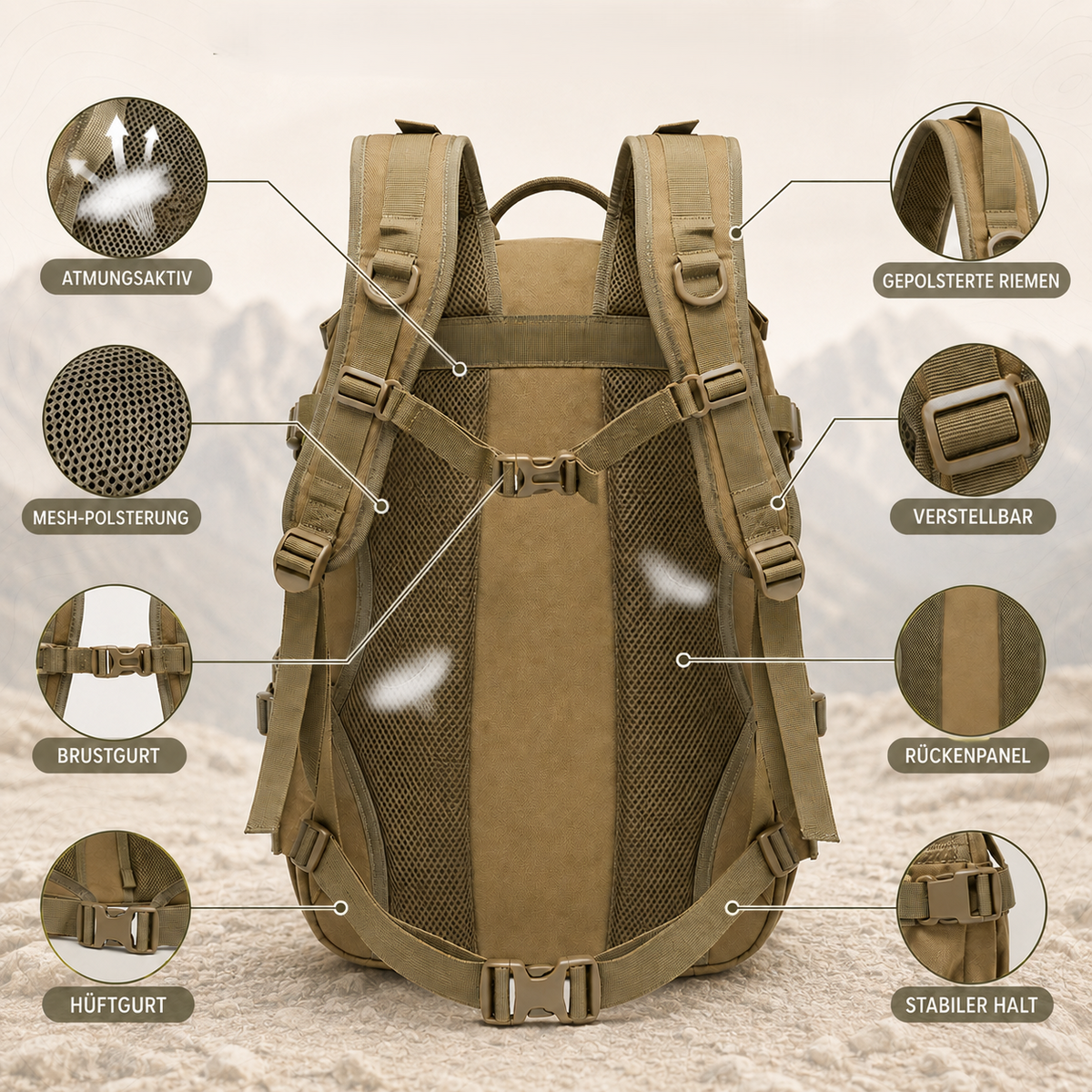 40L Tactical Backpack with Laptop Sleeve & MOLLE Webbing – Waterproof Hiking Daypack for Camping, Travel & Outdoor Adventures | Thomler