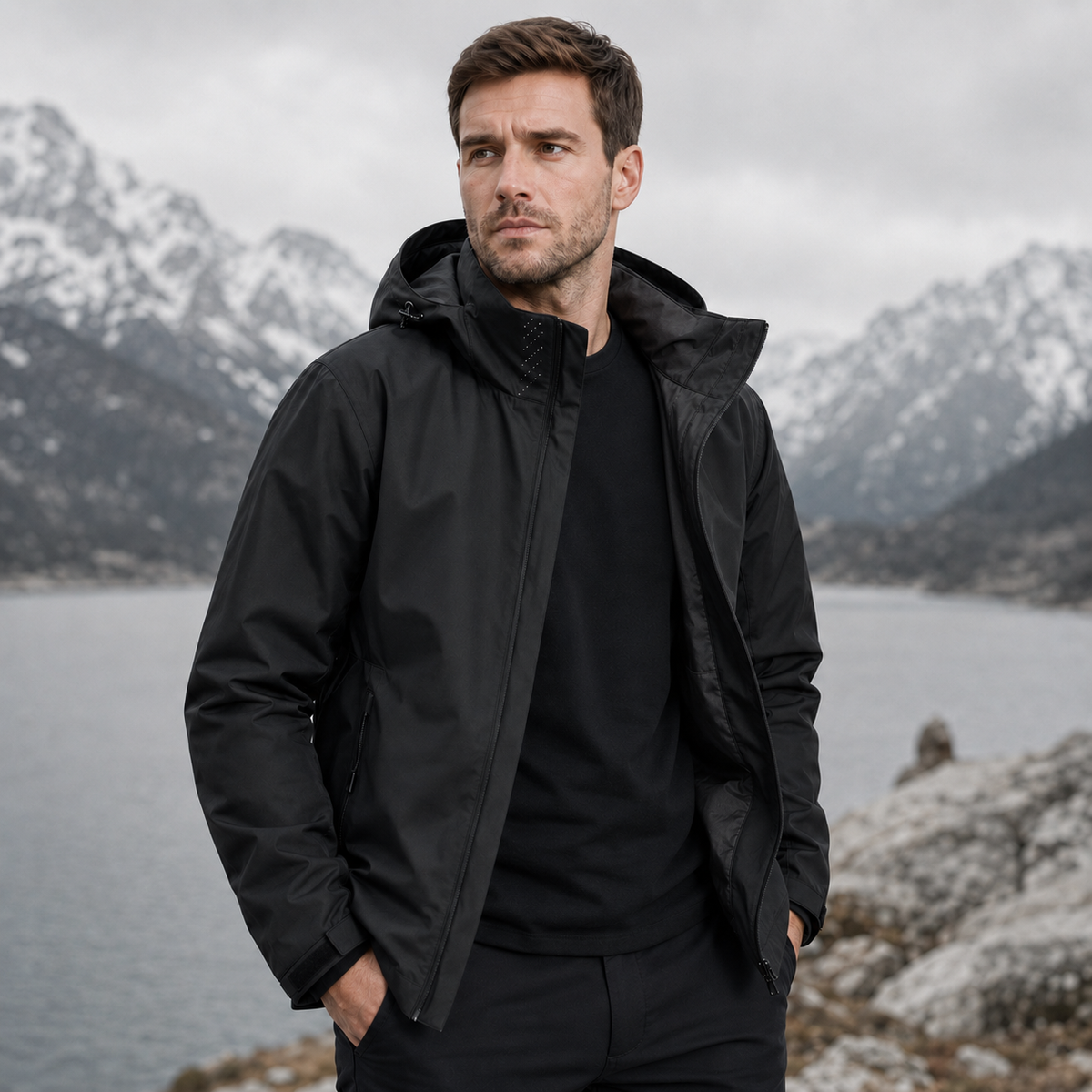 Lightweight Zip-Front Rain Jacket with Hood – Breathable Weather Shell for Men | Thomler